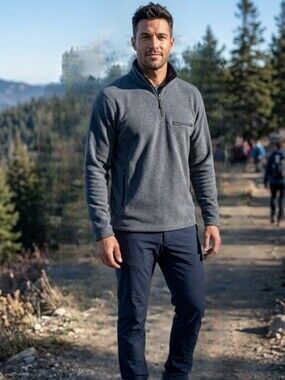 Gap Men's Gray Charcoal/ Black Athletic Fleece Long Sleeve T-Shirt